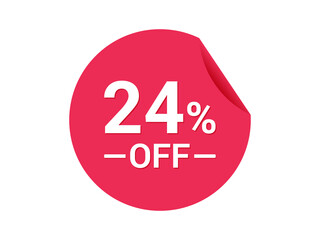 24% Sale of special offers, 24% off discount sticker, ad offer on shopping