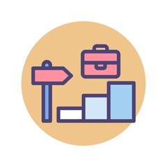 Career ladder icon in flat design style. Job promotion sign.