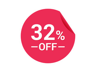 32% Sale of special offers, 32% off discount sticker, ad offer on shopping