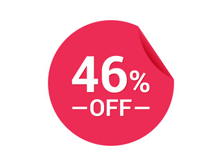46% Sale of special offers, 46% off discount sticker, ad offer on shopping