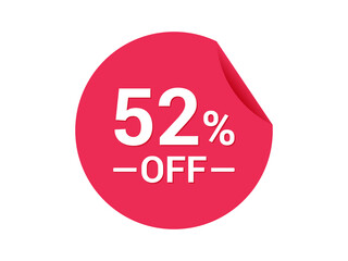 52% Sale of special offers, 52% off discount sticker, ad offer on shopping