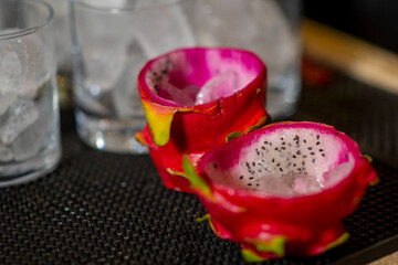 vasos realizados con Pitaya. La pitaya dragon de Oaxaca, dragon fruit color
