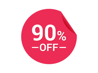 90% Sale of special offers, 90% off discount sticker, ad offer on shopping