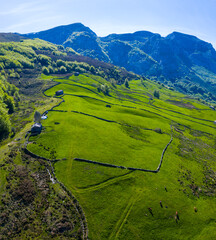 Cabañas Pasiegas, Agricultural landscape, Springtime, Portillo de la Sía, Soba Valley, Valles...