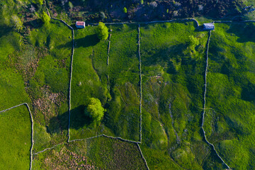 Cabañas Pasiegas, Agricultural landscape, Springtime, Portillo de la Sía, Soba Valley, Valles...