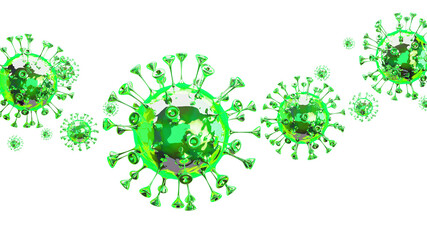 Coronavirus disease COVID-19 infection 3D medical illustration.  influenza covid virus cells. Dangerous asian ncov corona virus, dna, pandemic risk background design 3D render