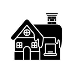 House covered with snow glyph icon
