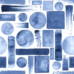 Fotobehang Blauw wit Hedendaagse kunst naadloze patroon achtergrond. Abstracte grunge geometrische vormen