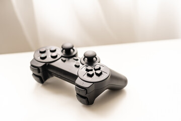 Black joystick isolated on a white background