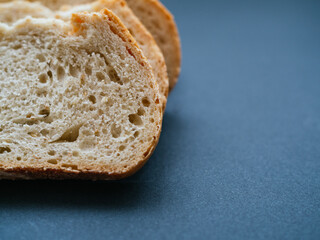 Homemade fresh crisp isolated sliced ​​bread. Mediterranean food.