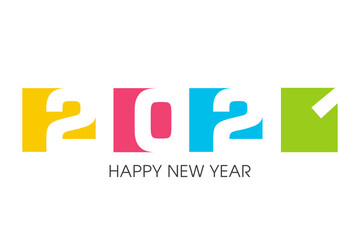Happy new year 2021 Text Design vector.