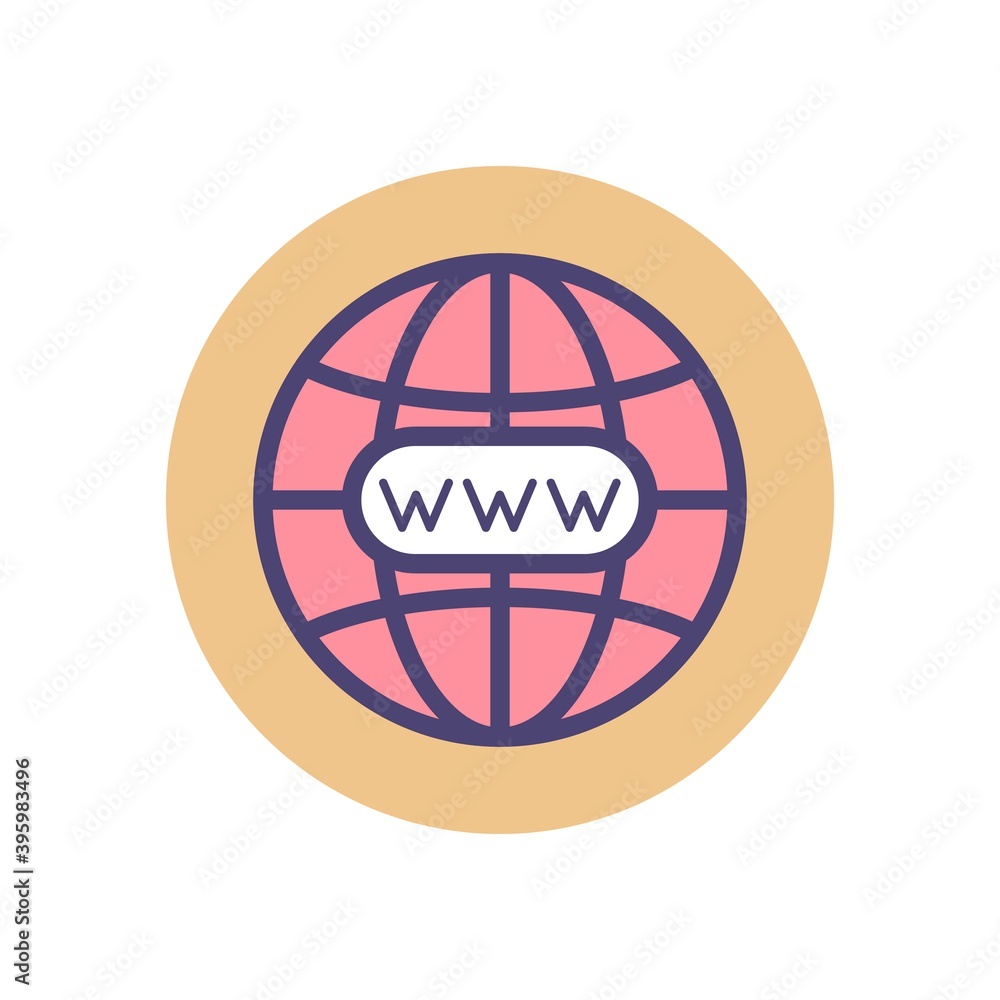 Poster globe internet icon. world wide web symbol. www, internet sign for web site, mobile app design.