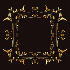 gold ornament frame on blue background design of Decorative element theme Vector illustration