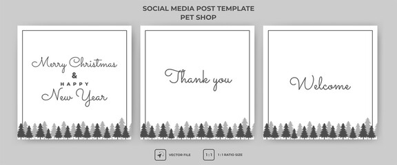 Editable square banner design template. Merry christmas and happy new year, welcome, thank you, background. Perfect for social media and card.