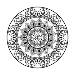 monochrome ethnic mandala decoration icon vector illustration design