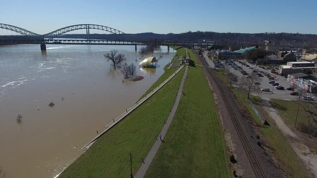 Ohio River Flooding New Albany Indiana Drone View