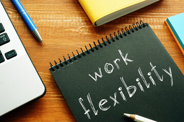 Work flexibility is shown on the business photo using the text