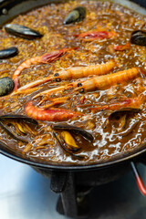 Paella with prawn and rice