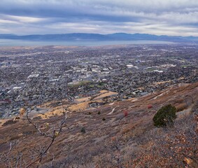 Slide Canyon views from hiking trail fall leaves mountain landscape, Y Trail, Provo Peak, Slate...