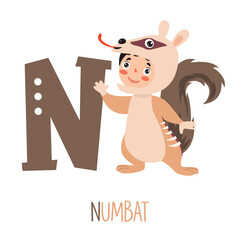 Character In Animal Costume Showing Alphabet Letter
