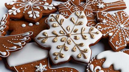 Gingerbread cookies on a white background. High quality photo