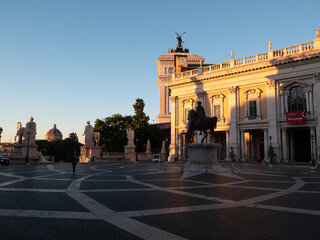 Fototapeta premium Roma. Il campidoglio con la statua equestre dell'imperatore Marco Aurelio.