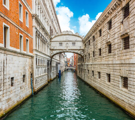 Bridge of Sighs on Canal Rio di Palazzo. Venice, Italy.