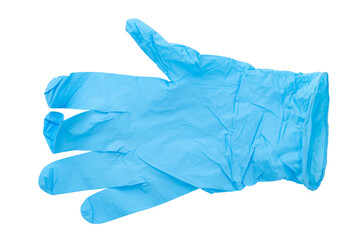 Covid-19 disposable contaminated gloves on a white background. Coronavirus latex plastic rubbish. Pandemic.