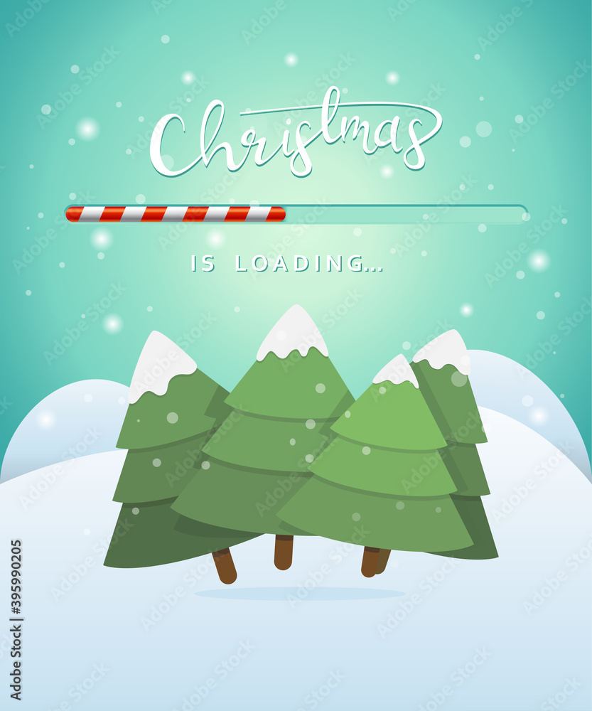Aufkleber christmas is loading banner design. christmas is loading greeting card design with loading bar as co