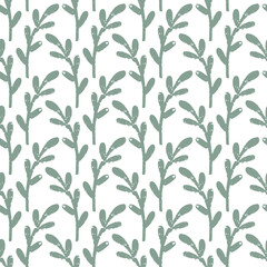 Seamless, pattern with green leaves, branches
