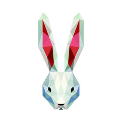 rabbit head low poly geometric polygonal triangle logo icon symbol design template