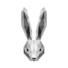 rabbit head low poly geometric polygonal triangle logo icon symbol design template