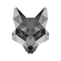 fox head low poly geometric polygonal triangle logo icon symbol design template