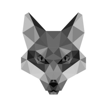 fox head low poly geometric polygonal triangle logo icon symbol design template