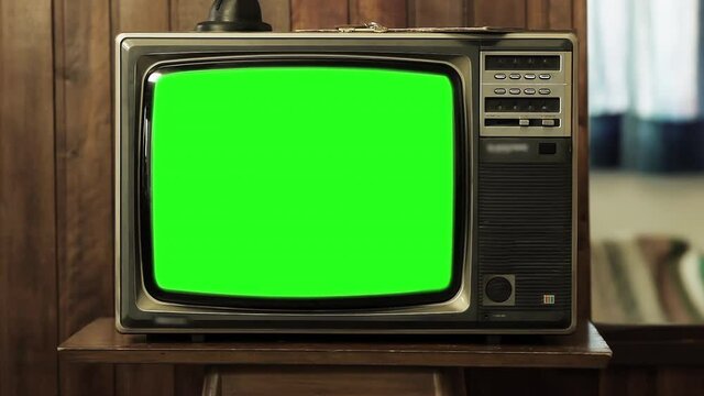 Vintage TV Set Green Screen. Zoom In. You can replace green screen with the footage or picture you want with “Keying” effect in AE. 4K Resolution. 