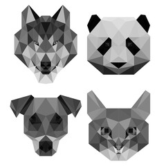 animal head low poly geometric polygonal triangle logo icon symbol design template