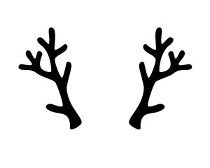 Deer antlers - vector black silhouette - template for logo or pictogram. Reindeer antlers for a Christmas costume, hoop or holiday mask.