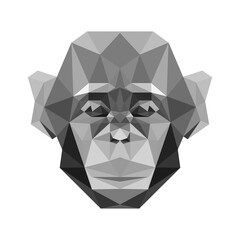 monkey head low poly geometric polygonal triangle logo icon symbol design template