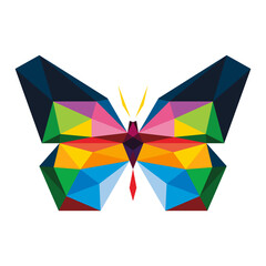 butterfly low poly geometric polygonal triangle logo icon symbol design template