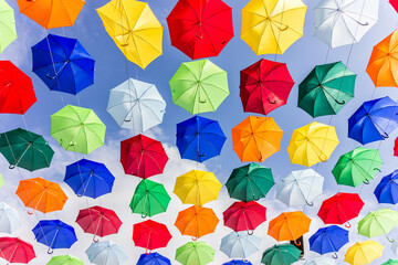 Fototapeta na wymiar Umbrellas in the sky