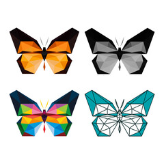 butterfly low poly geometric polygonal triangle logo icon symbol design template
