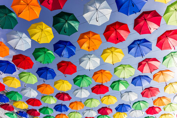 Fototapeta na wymiar Umbrellas in the sky