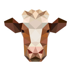 cow head low poly geometric polygonal triangle logo icon symbol design template