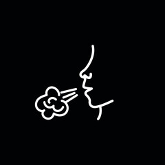 Vector image. Icon of a person coughing. Image of allergy or illness.