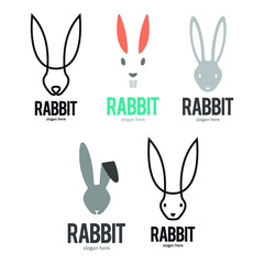 rabbit set logo icon symbol design template