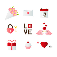 A collection of valentine sticker icon vector illustration.