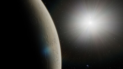 Fototapeta premium Mars red planet black background, planet Mars in the Starry Sky of Solar System in Space, science fiction illustration 3d render
