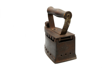 vintage iron on white background