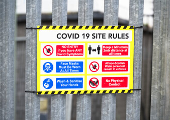 Construction building site Covid-19 health and safety sign