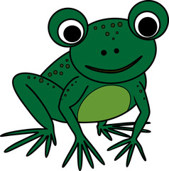 Cartoon green frog isolated on white background